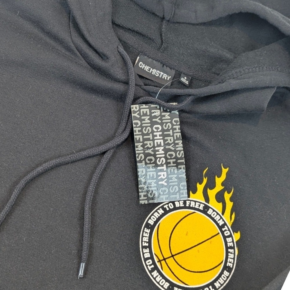 Chemistry Mens S  Black Skeleton Basketball Skater Hoodie Sweatshirt Grunge NWT